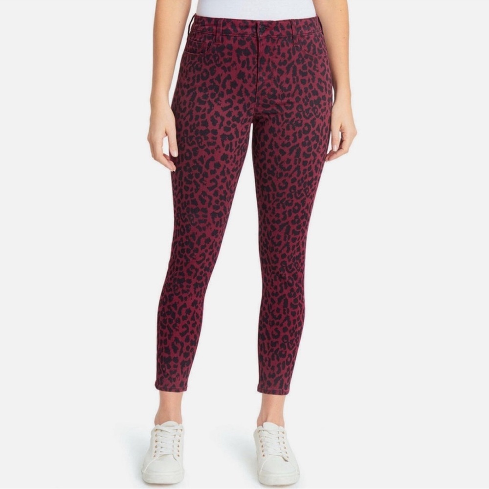 SANCTUARY NWT Burgundy Mid-Rise Stretch Ankle Skinny Jeans *Sketchy Cheetah 12